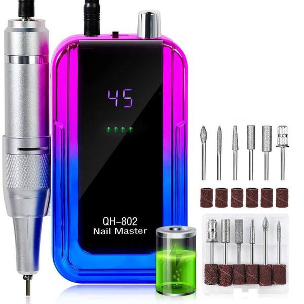 Tidoin 45000 RPM Blue Gradient Color Portable Nail Drill Machine Plug-in Nail Polisher for Home Nail Salon Gel Nail Polishing