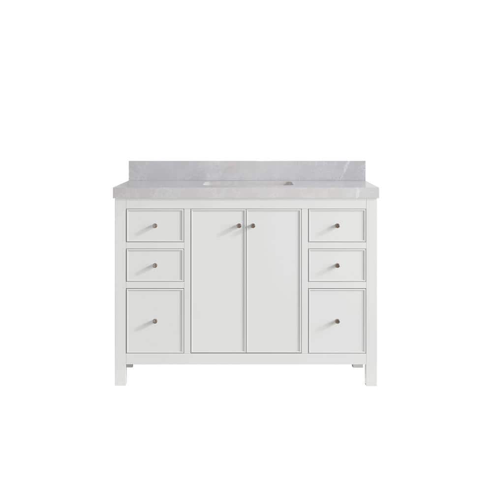 Chicago 48 in. Single Sink Freestanding White Bath Vanity with Pearl Gray Qt. Top Unassembled price history on PriceWatchPro