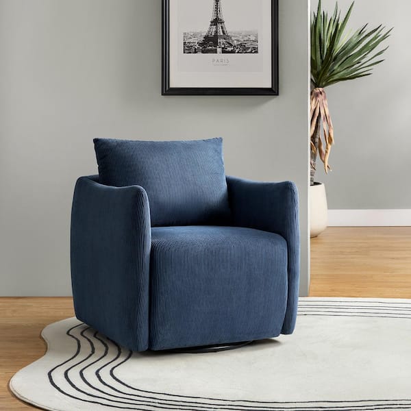 ARTFUL LIVING DESIGN Antonia Navy Barrel Chair With Metal Swivel