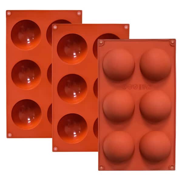 3-Pack Large 6-Cavity Semi Sphere Silicone Molds, Non-Stick Baking Mold for Chocolate Bomb, Cake, Jelly