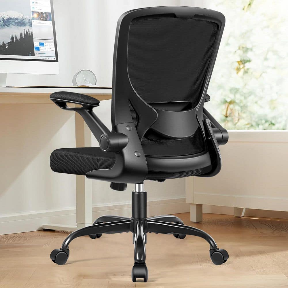 Fabric Cushioned Ergonomic Chair in Black with Breathable Mesh Fabric, SGS Certification Adjustable Armrests