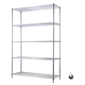 Chrome 5-Tier Wire Shelving Unit with Casters ( 48 in. W x 18 in. D x 72 in. H)