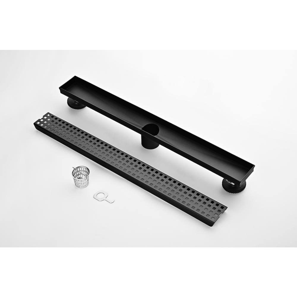 24 in. Black Stainless Steel Linear Shower Drain with Removable Grate