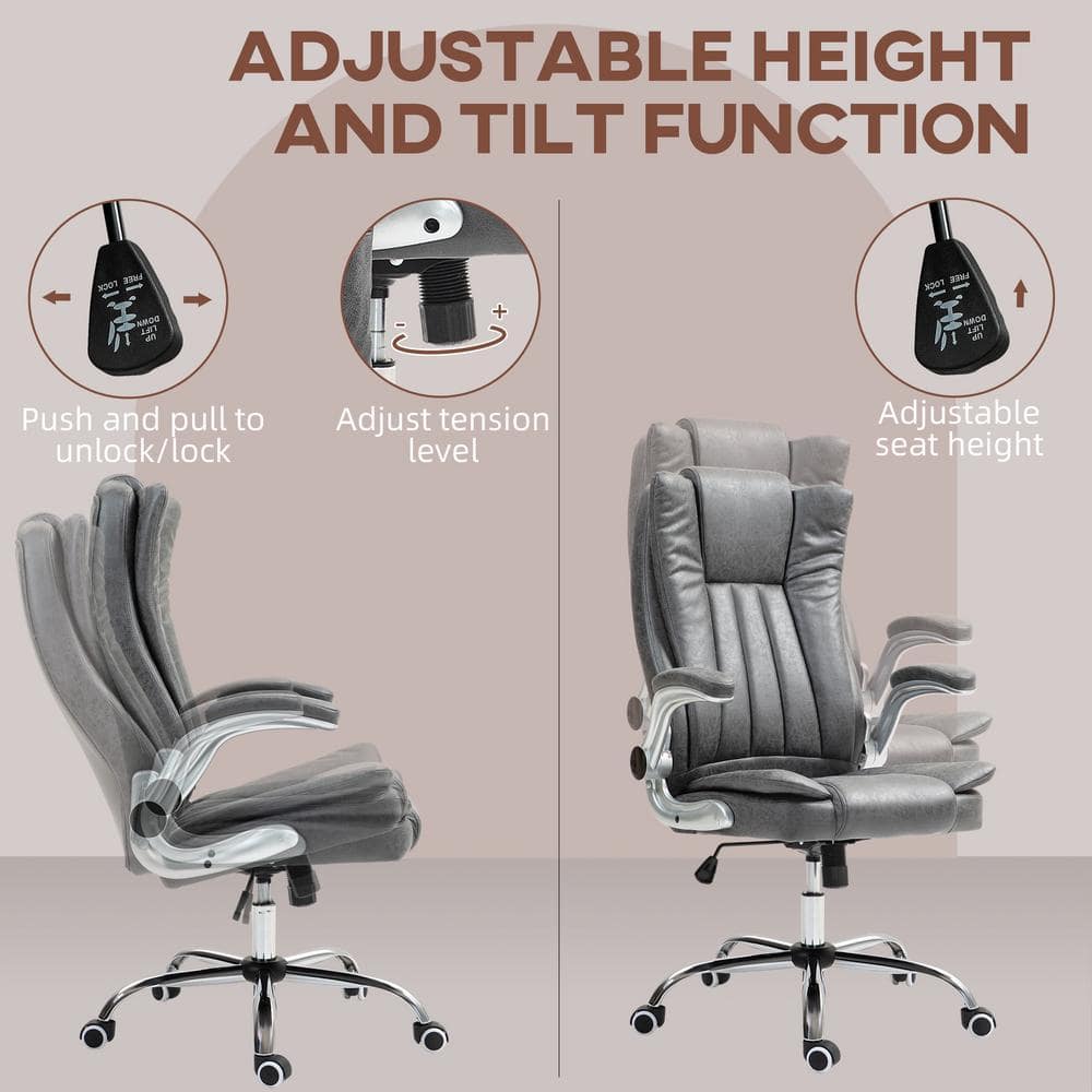 Gray Faux Leather High Back Executive Swivel Office Chair