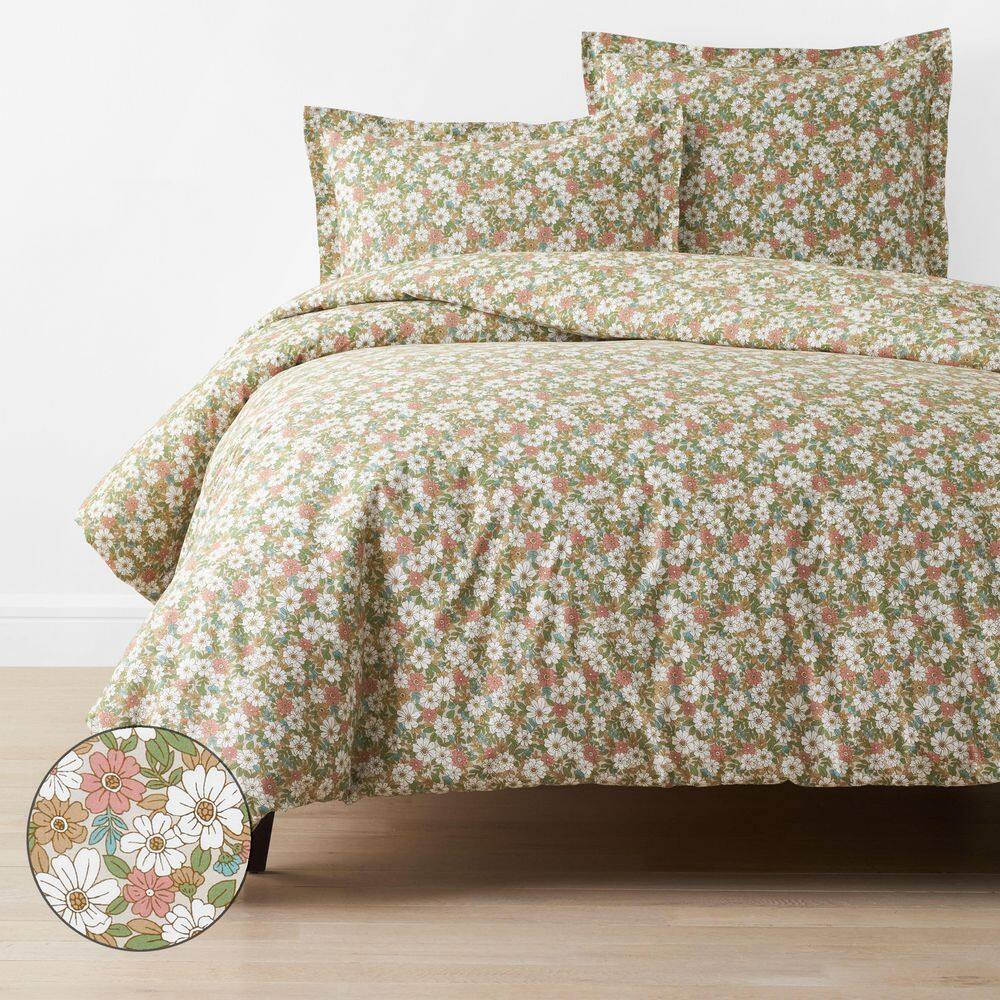Company Cotton Julienne Floral Beige Full Cotton Percale Duvet Cover price history on PriceWatchPro