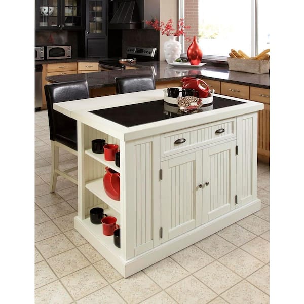 Homestyles Nantucket White Kitchen, Home Styles Monarch Kitchen Island With Granite Top