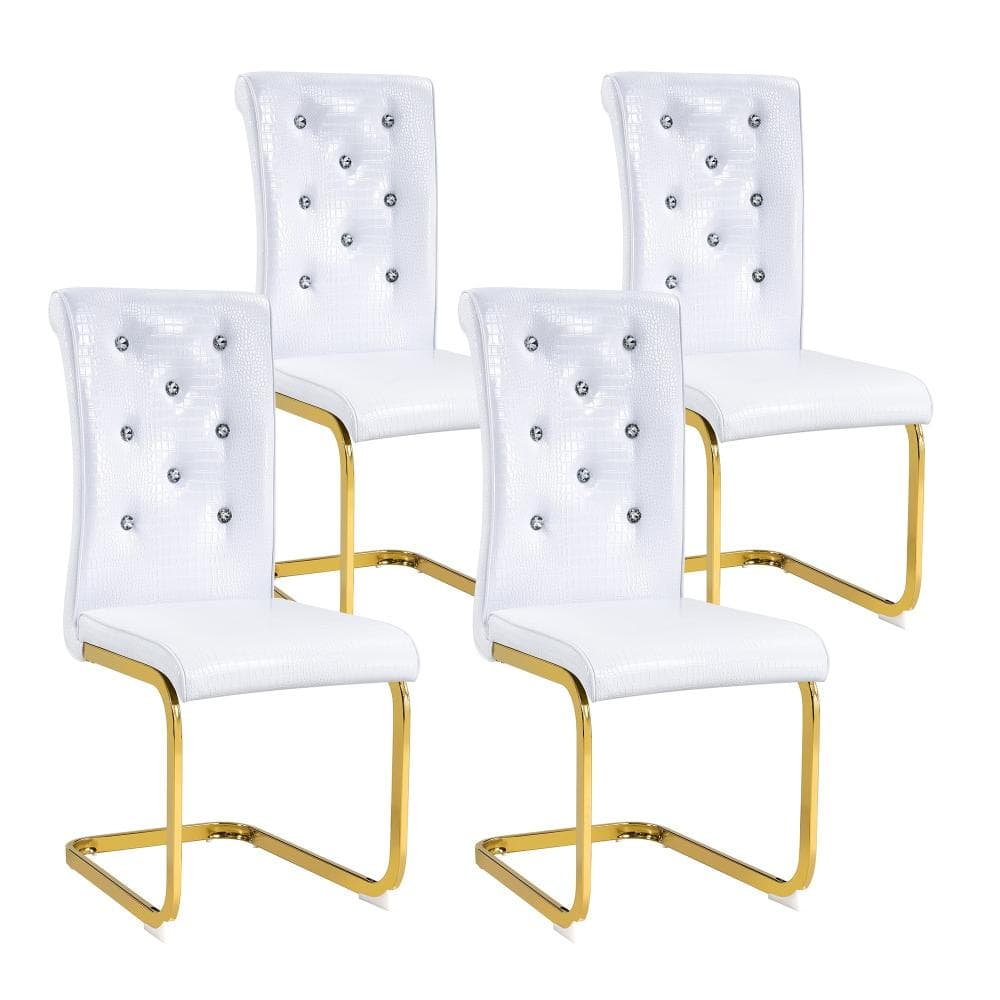 UOI Retro 2-Pack Faux Alligator Dining Chair White PVC Metal with