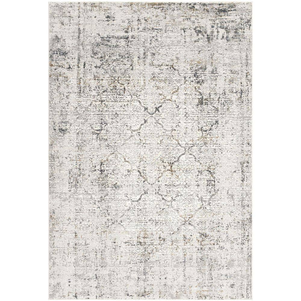 Rug Branch Mirage Cream Grey 2 ft. x 15 ft. Modern Damask Polyester