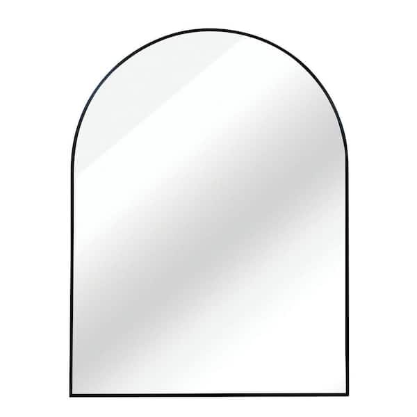 Black 30 in. W x 36 in. H Modern Arched Aluminum Alloy Framed Mirror