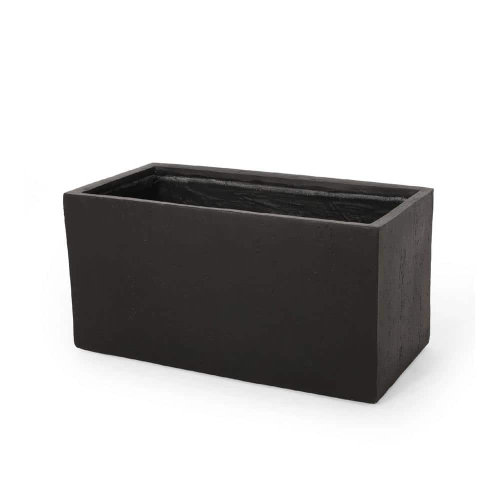 Black Outdoor Magnesium Oxide Large Square Planter 31.25 in. x 15.75 in. x 