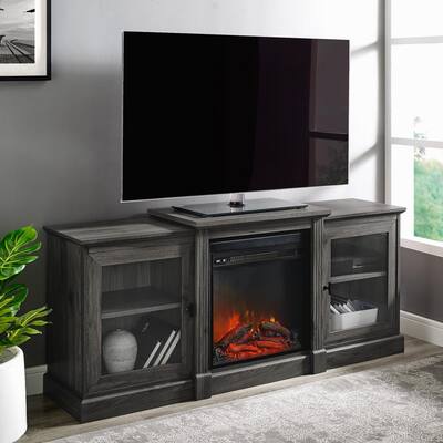 60 in. Slate Gray Composite TV Stand Fits TVs Up to 66 in. with Electric Fireplace