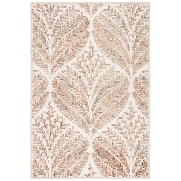 SAFAVIEH Capri Ivory/Brown Doormat 3 ft. x 5 ft. Geometric Leaf Area Rug