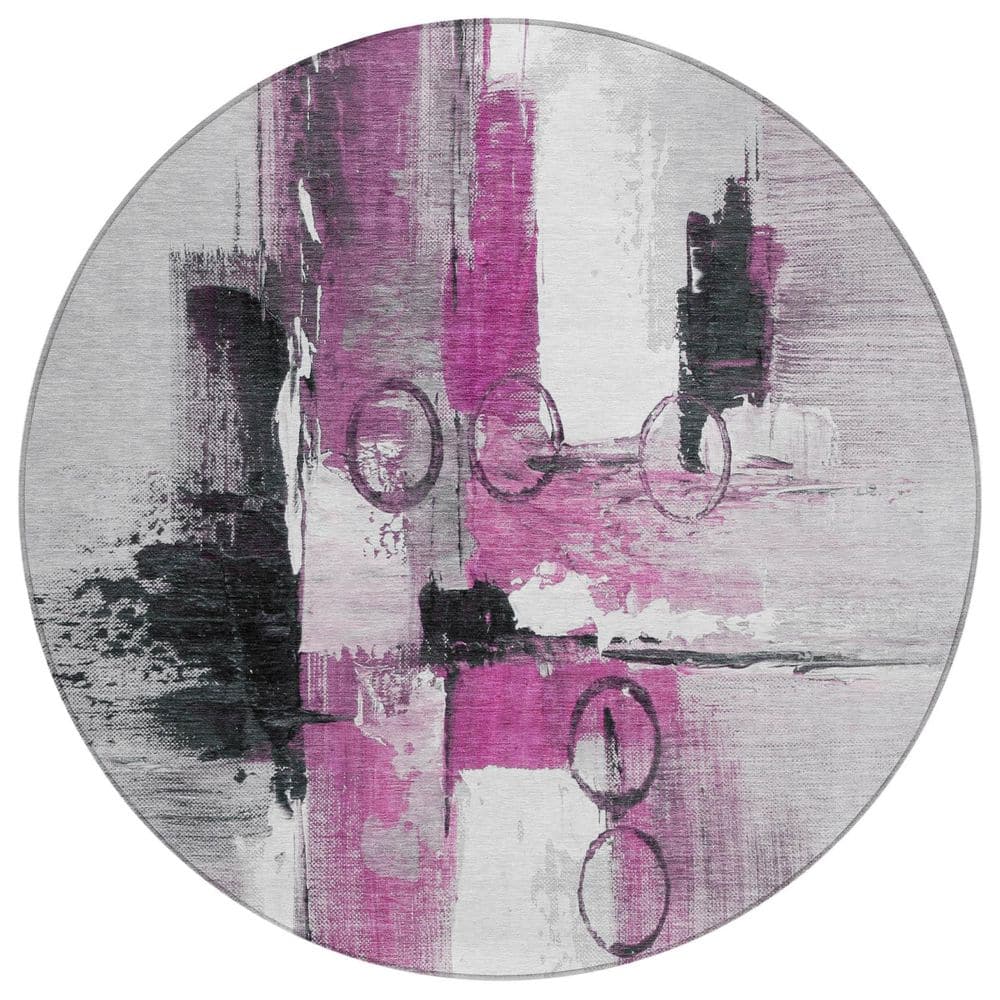 Chantille Machine Washable Indoor/Outdoor Abstract ACN2751 Pink 8 ft. x 8 ft. Round Rug price history on PriceWatchPro