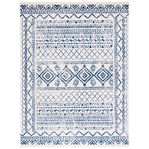 Tulum 12 ft. x 15 ft. Ivory/Navy Geometric Area Rug