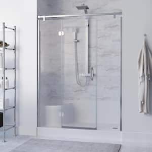 Aquatique 60 in. L x 32 in. W Alcove Shower Pan Base with Right Hand Drain and Integral Left Seat in White