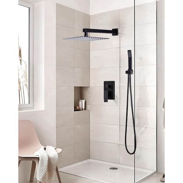 2-Spray Patterns with 1.8 GPM 12 in. Wall Mount Rain Fixed Shower Head in Oil Rubbed Bronze