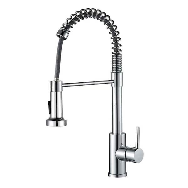 19.3 in. H Pull Down Sprayer Kitchen Faucet with 2 Sprayer Pattern 360° Spout Swivel in Chrome