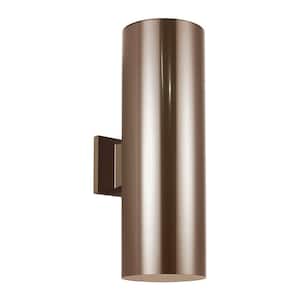 Outdoor Cylinder Collection 6 in. W 2-Light Bronze Outdoor Wall Lantern Sconce