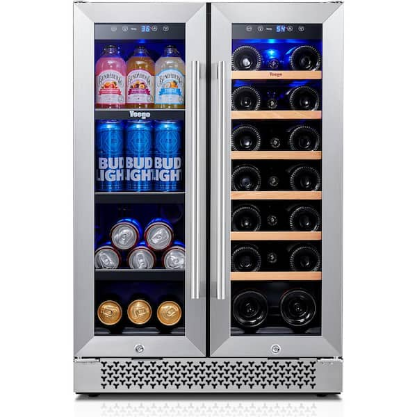 Yeego 24 In 20 Bottles Wine And 60 Cans Beverage Cooler Dual Zone Refrigerator Built In Or 5391