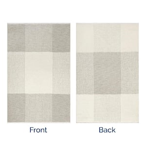 Kirby Cream 4 ft. x 6 ft. Plaid Reversible Machine Washable Area Rug