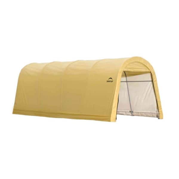 ShelterLogic 10 ft. W x 20 ft. D x 8 ft. H Steel and Polyethylene Garage without Floor in Sandstone with Corrosion-Resistant Frame