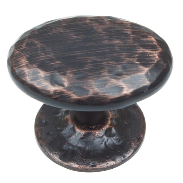 GlideRite 1-5/8 in. Dia Oval Hammered Cabinet Knob with Base (10-Pack)
