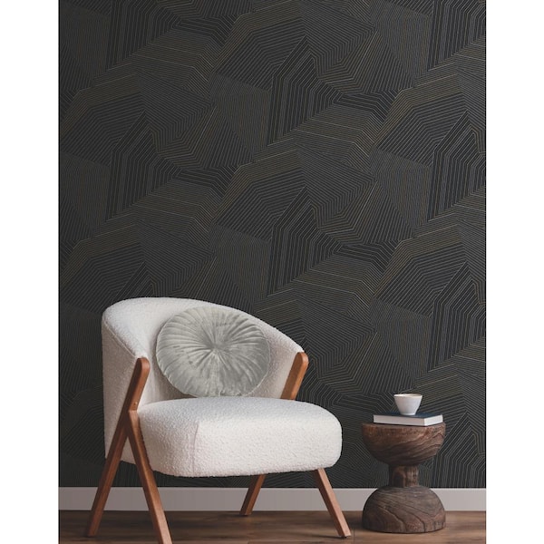 Black Dotted Maze Metallic Non-pasted Non-Woven Paper Wallpaper