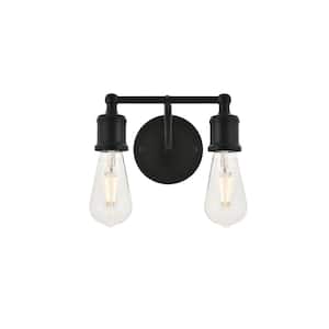 Timeless Home Sofia 8.7 in. W x 5.6 in. H 2-Light Black Wall Sconce