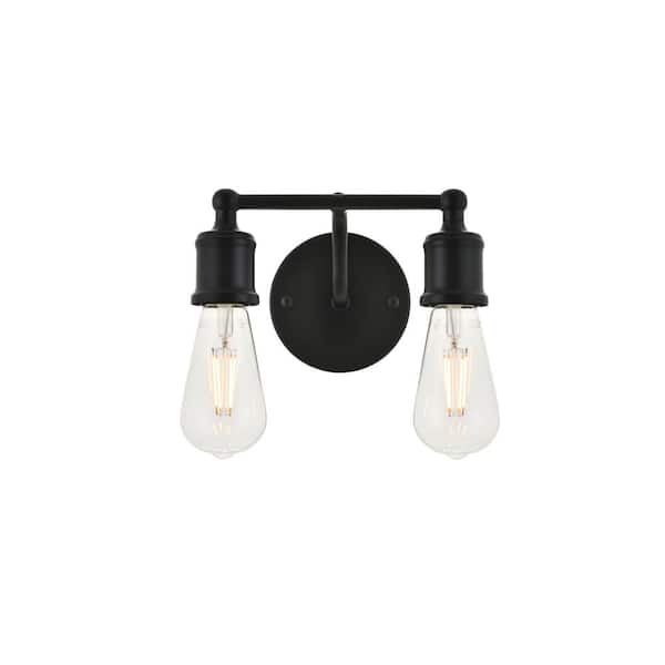 Unbranded Timeless Home Sofia 8.7 in. W x 5.6 in. H 2-Light Black Wall Sconce