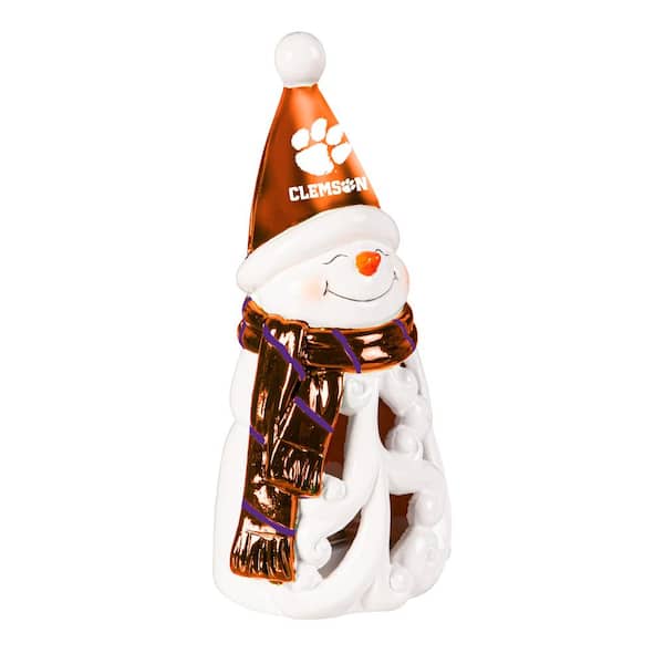 Clemson University Snowman LED Christmas Garden Statuary, 8 in.