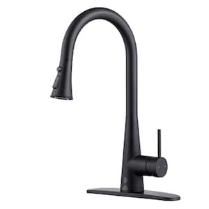 Stainless Steel Touchless Sensor Single Handle Pull Down Sprayer Kitchen Faucet in Matte Black