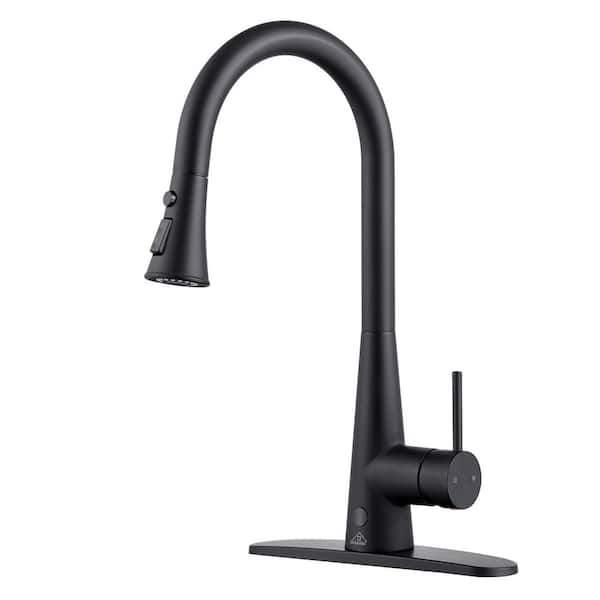 Boyel Living Stainless Steel Touchless Sensor Single Handle Pull Down Sprayer Kitchen Faucet in Matte Black