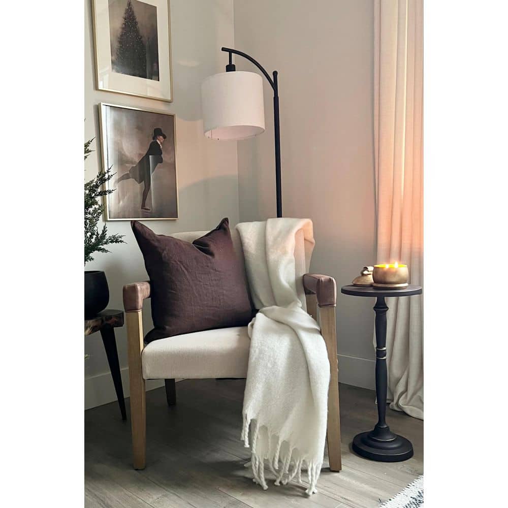 Hudson White Faux Leather and Wood Accent Chair