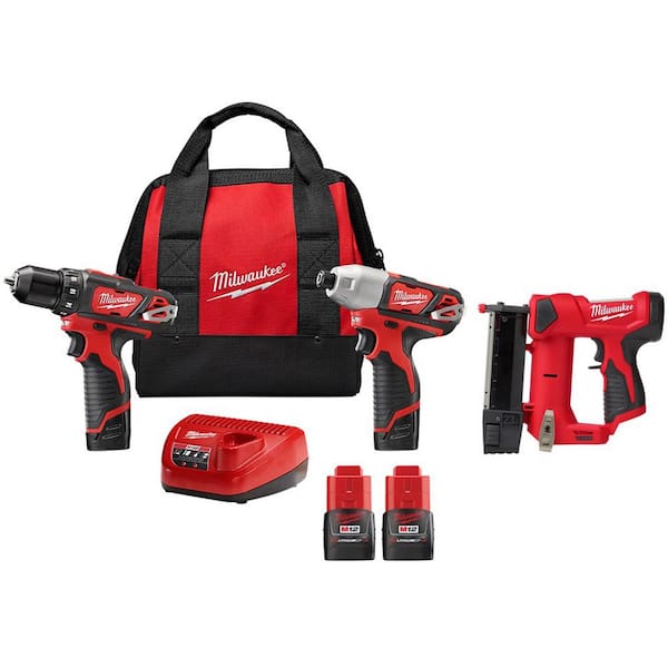 M12 12-Volt Lithium-Ion Cordless Drill Driver/Impact Driver Combo Kit with Pin Nailer and Two 1.5 Ah Battery Packs