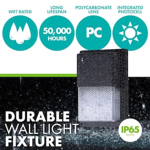 100-Watt Equivalent Integrated LED Black Mini Wall Pack Light, 4000K