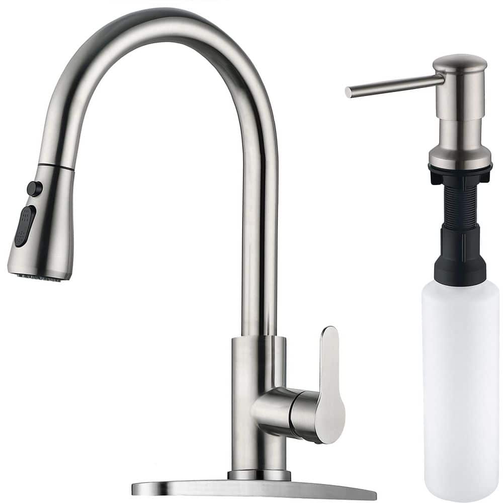 ruiling Single Handle Pull Down Sprayer Kitchen Faucet with Soap