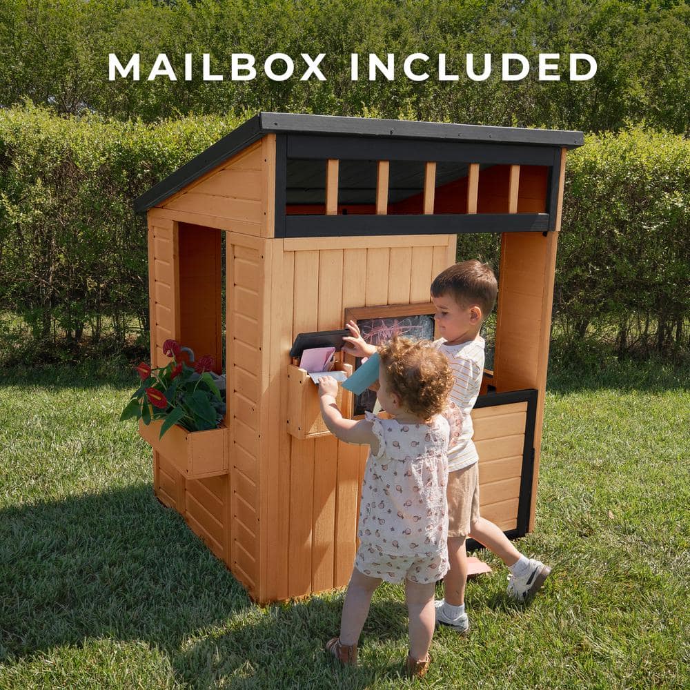 Caraway Cottage Cedar Wood Kids Outdoor Playhouse with Kitchen