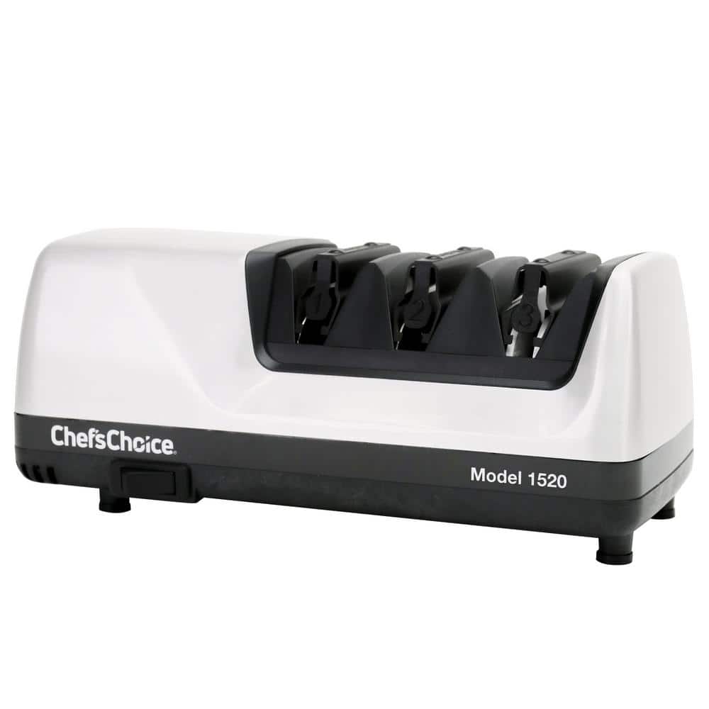 White Electric Knife Sharpener with Diamond Abrasive Discs