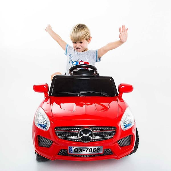 9 in. 6-Volt Battery Powered Kids Ride On Car RC Remote Control Toy with LED Lights MP3 Red