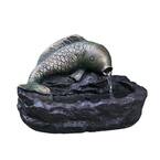 Xbrand 12 in. Tall Bronze and Grey Outdoor Garden Yard Lawn Porch Decor Fish Spitter Water Fountain