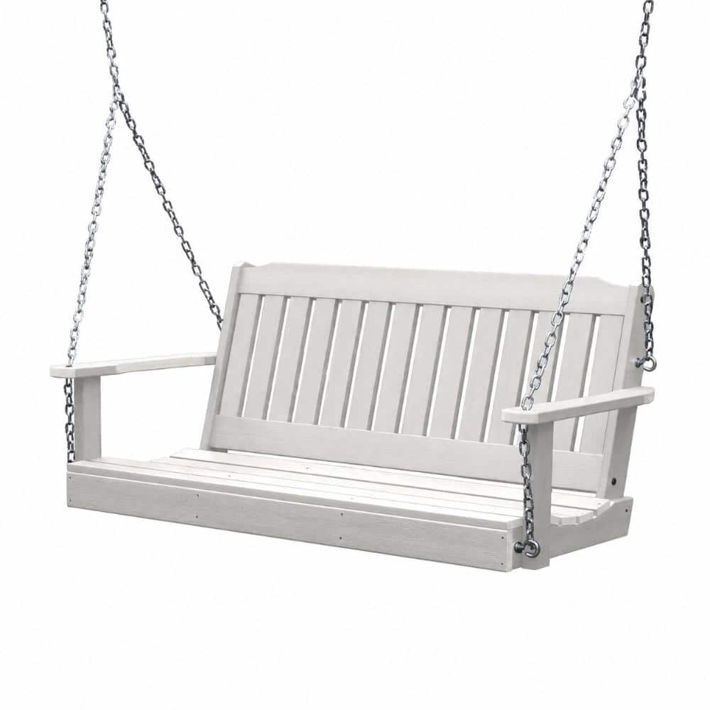5-Feet 2-Person White Poly Lumber Porch Swing with Realistic Woodgrain Texture for Outdoor Home and Garden Use price history on PriceWatchPro