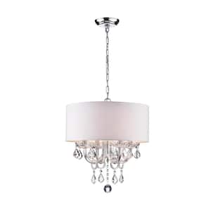 Serriera 4-Light White Drum Chandelier with No Bulbs Included, for Dining/Livning Room, Bedroom, Foyer