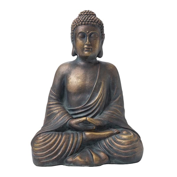 Glitzhome 19 in. H MGO Meditating Buddha Garden Statue