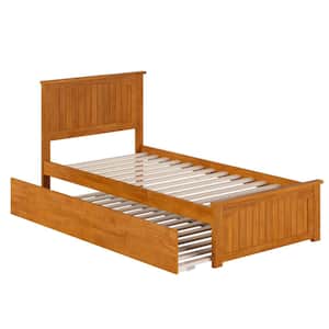 Nantucket Light Toffee Natural Bronze Solid Wood Frame Twin XL Platform Bed with Matching Footboard and Twin XL Trundle