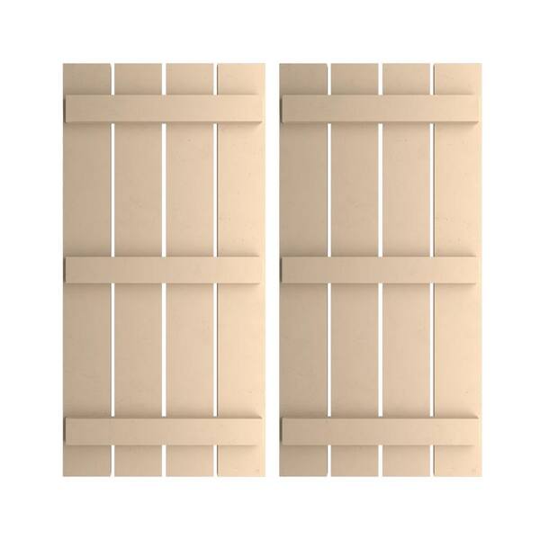 Ekena Millwork 23.5 in. x 86 in. Timberthane Polyurethane 4-Board Spaced Board-n-Batten Smooth Faux Wood Shutters Pair