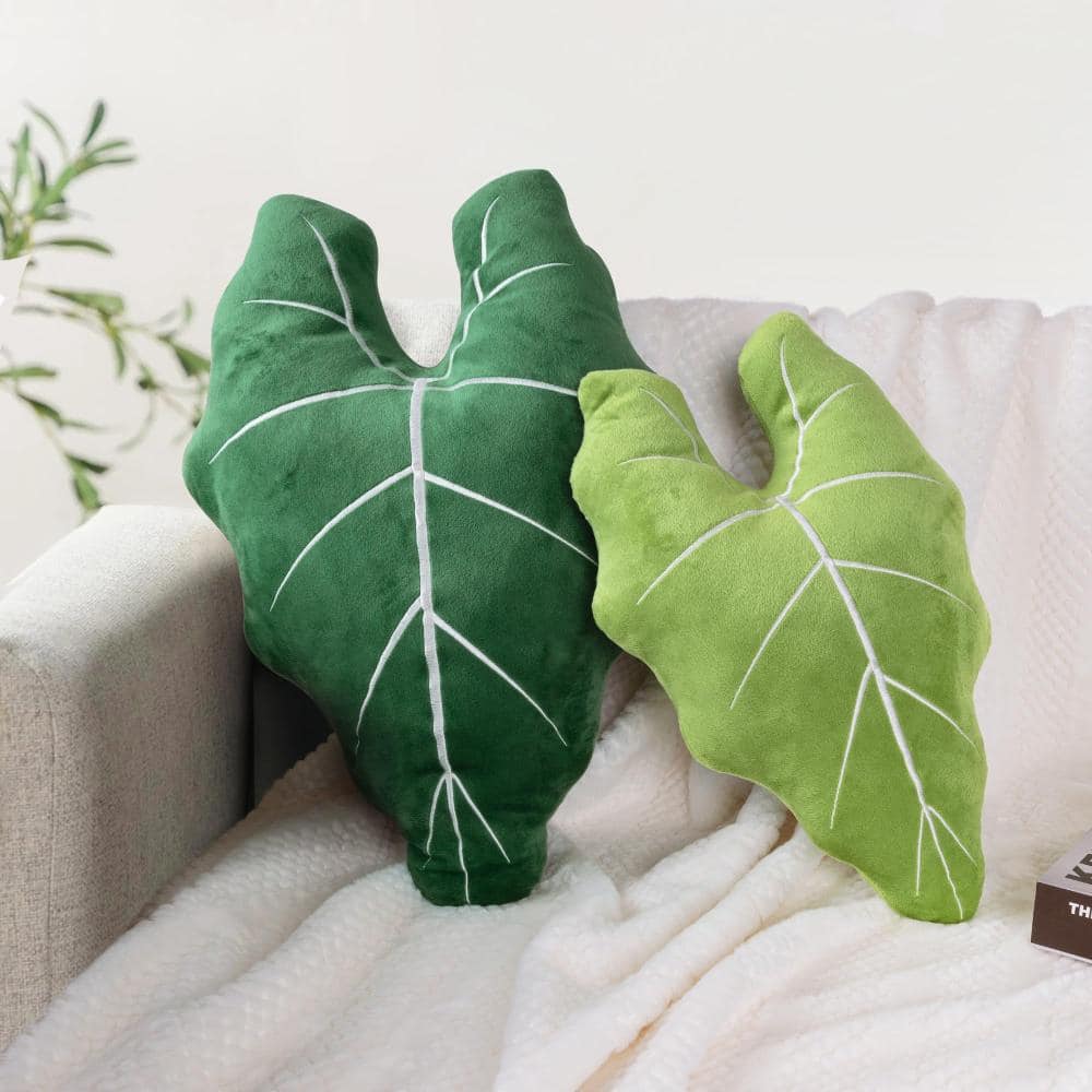 19 in. Leaf Throw Pillows Plush Green Set of 2 price history on PriceWatchPro