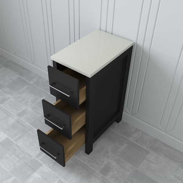 Vanity Art 12 in. W x 18.5 in. D x 30 in. H Bath Vanity Side Cabinet in Espresso with Engineered Marble Top