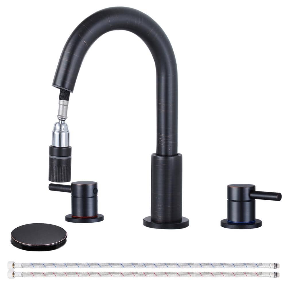 8 in. Widespread 2-Handle Bathroom Sink Faucet with Pop-up Drain and 360° 