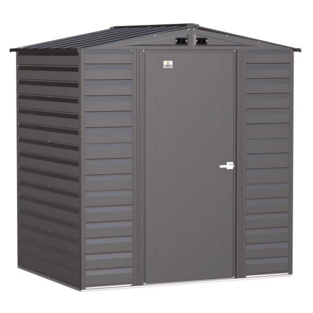Charcoal Galvanized Steel Peak Roof Storage Shed, 6x5