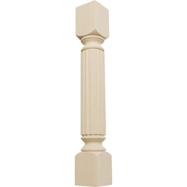 Ekena Millwork 5 in. x 5 in. x 35-1/2 in. Unfinished Rubberwood Raymond Reeded Cabinet Column